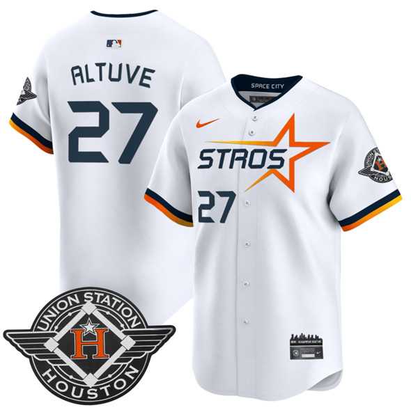 Mens Houston Astros #27 Jose Altuve White 2025 City Connect Limited Stitched Jersey Dzhi->houston astros->MLB Jersey
